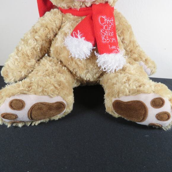 Fiesta Christian Christmas Bear Plush 21" with Santa Hat & Scarf Stuffed Animal - Picture 15 of 16